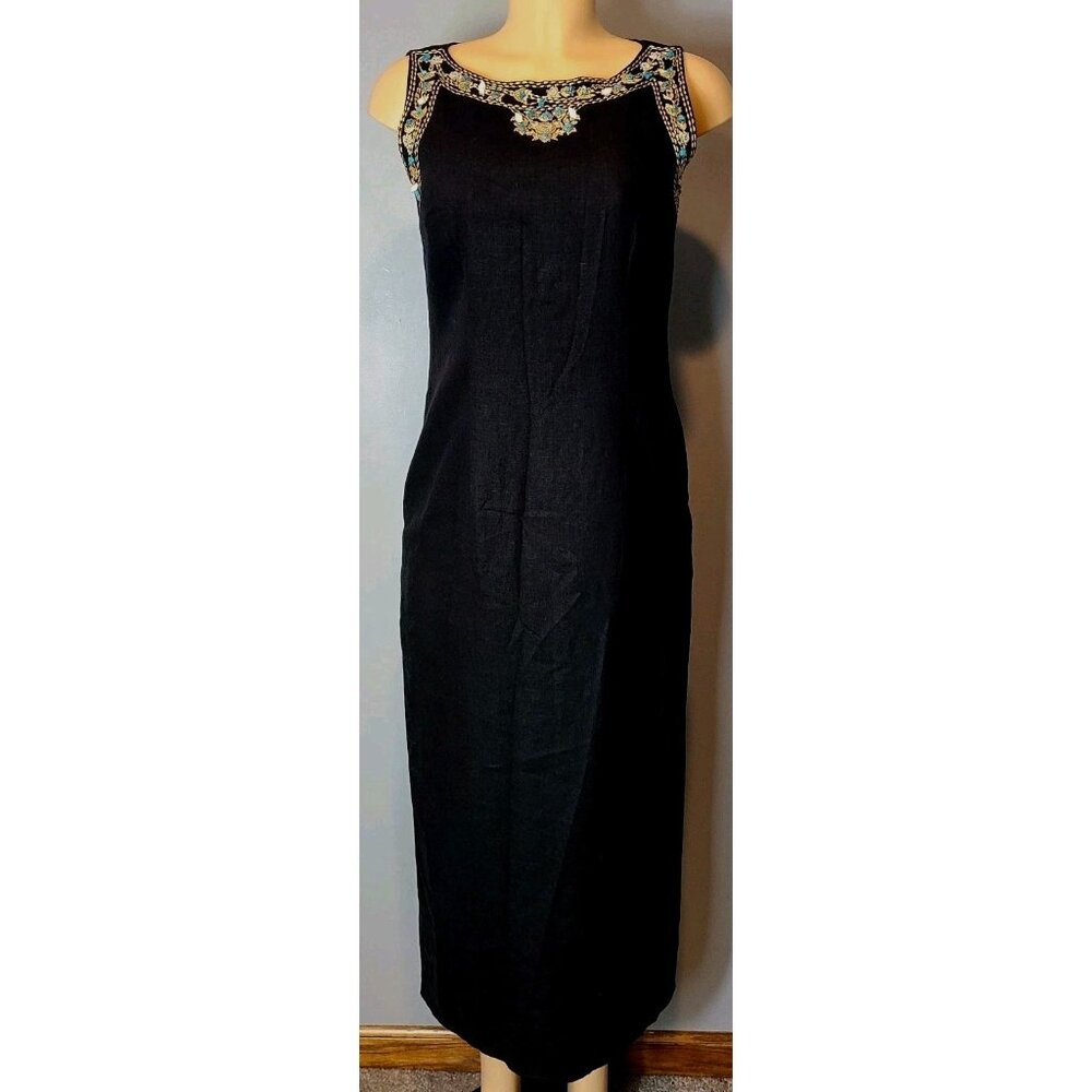 VTG Jessica Howard Dress Sz 8 Linen Seashell Embroidered Nautical Resort Cruise‎